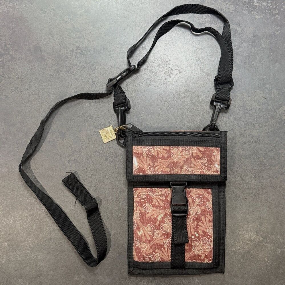 Ripstop Floral Travel Crossbody Organizer Wallet | Passport ID Phone Bag Small